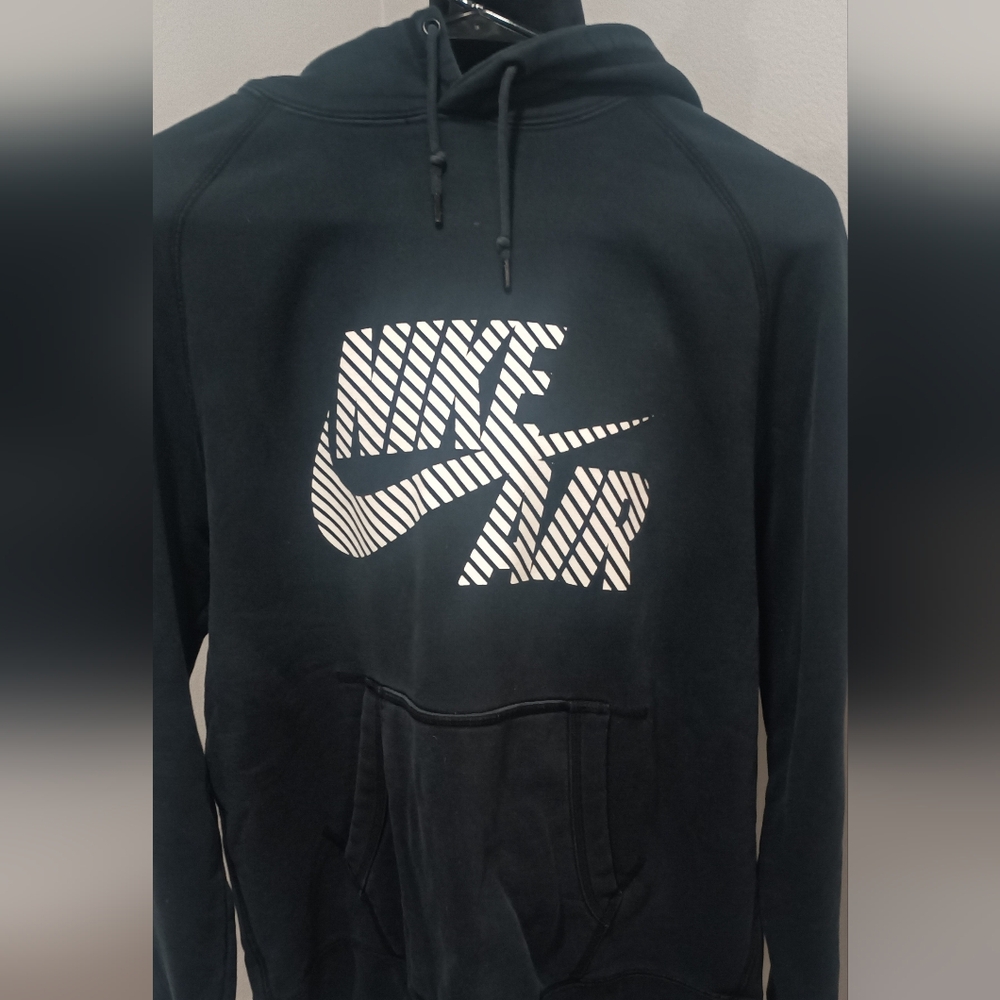 Nike Men's Black Hoodie with White Logo